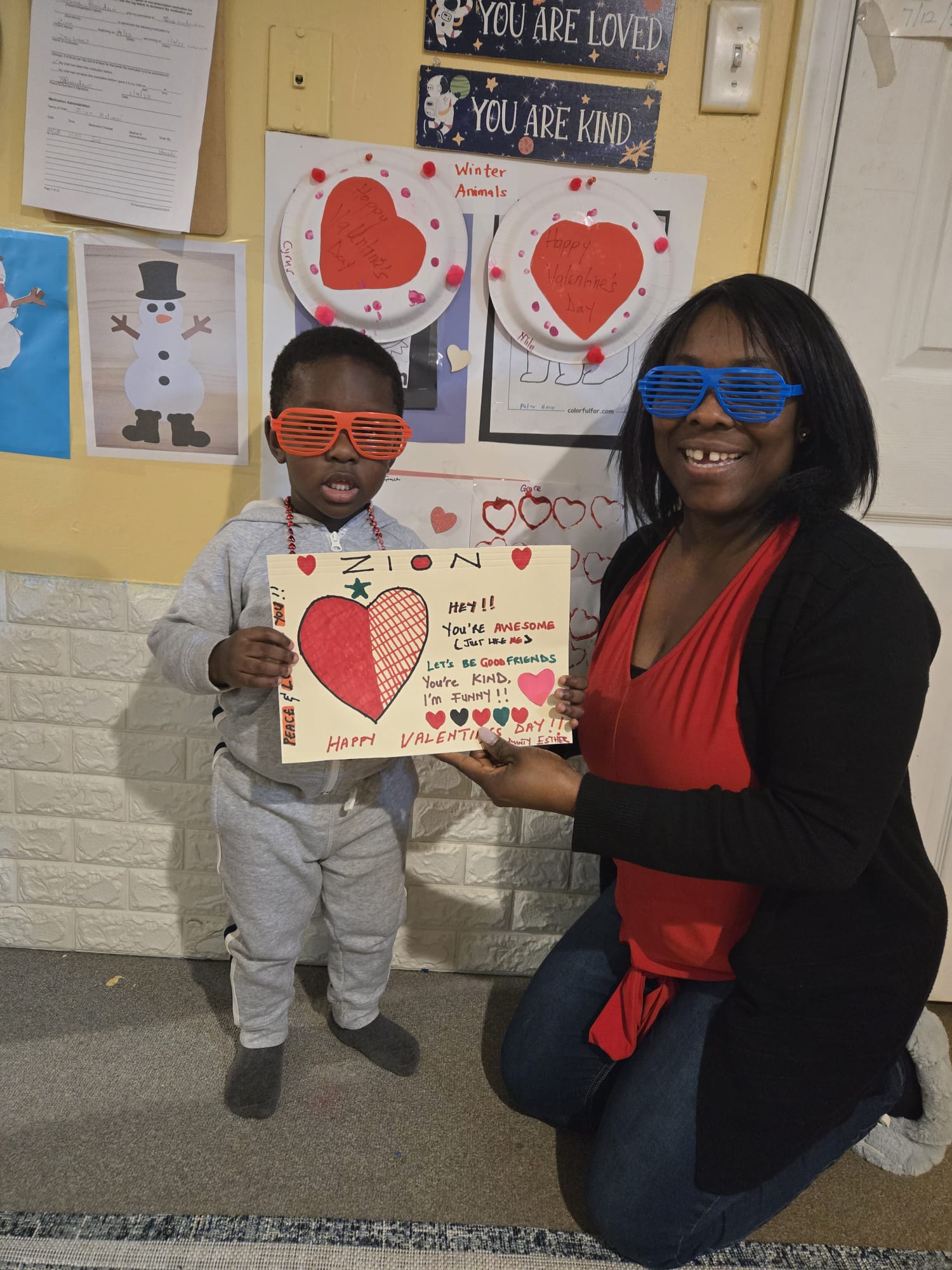 Student with Valentine's Day card