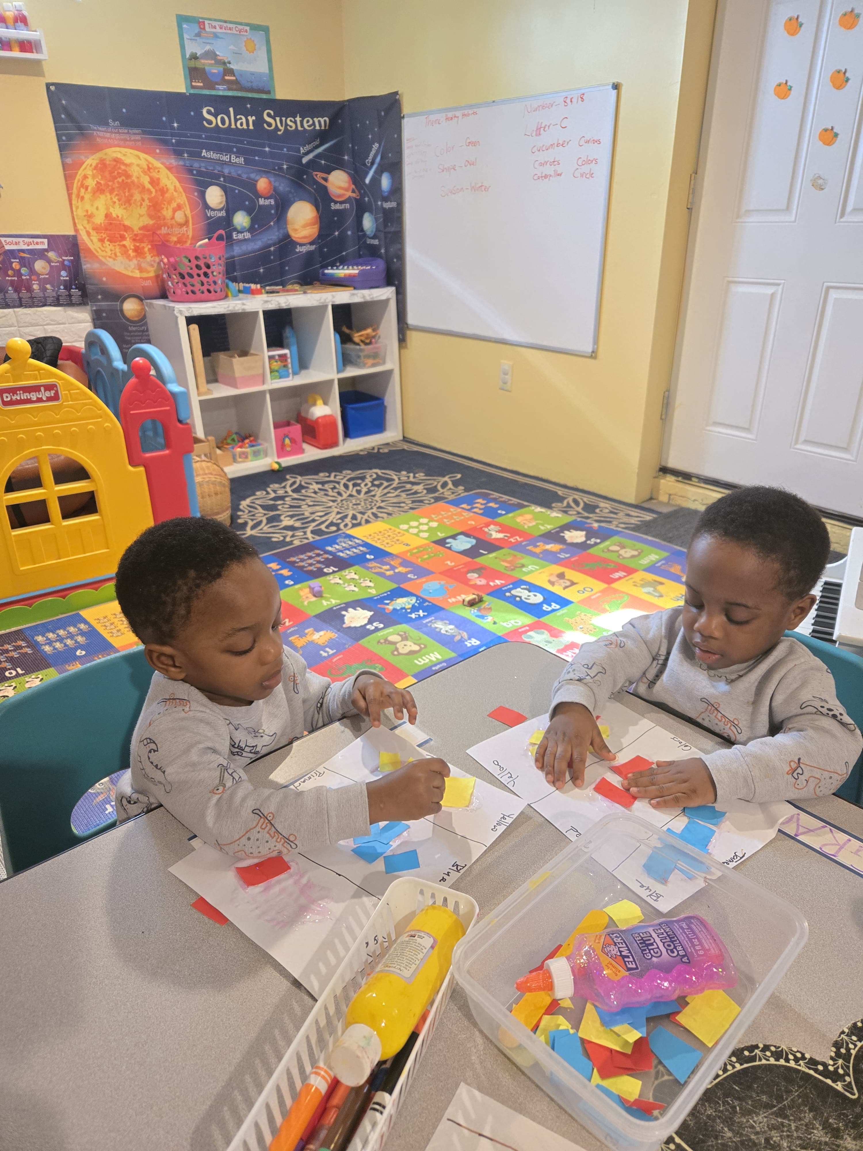 Students sorting colors